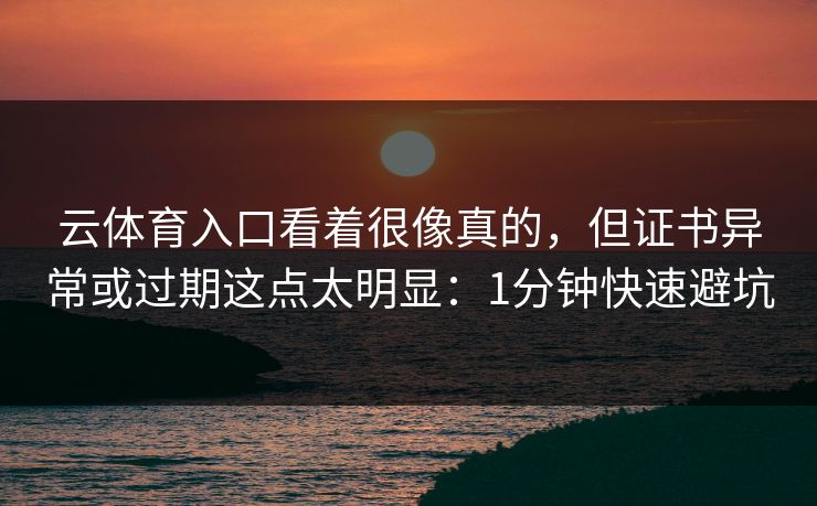 云体育入口看着很像真的，但证书异常或过期这点太明显：1分钟快速避坑