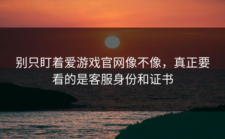 别只盯着爱游戏官网像不像，真正要看的是客服身份和证书