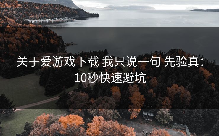 关于爱游戏下载 我只说一句 先验真：10秒快速避坑
