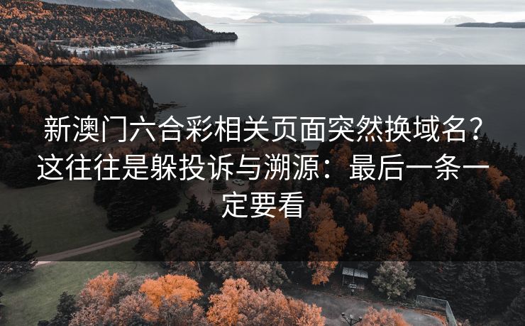 新澳门六合彩相关页面突然换域名？这往往是躲投诉与溯源：最后一条一定要看