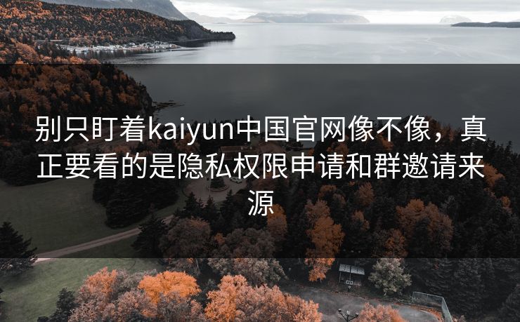 别只盯着kaiyun中国官网像不像，真正要看的是隐私权限申请和群邀请来源