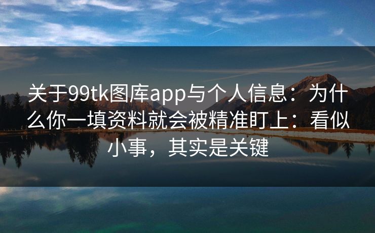 关于99tk图库app与个人信息：为什么你一填资料就会被精准盯上：看似小事，其实是关键