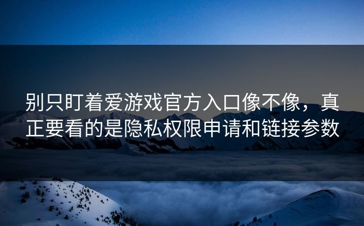 别只盯着爱游戏官方入口像不像，真正要看的是隐私权限申请和链接参数
