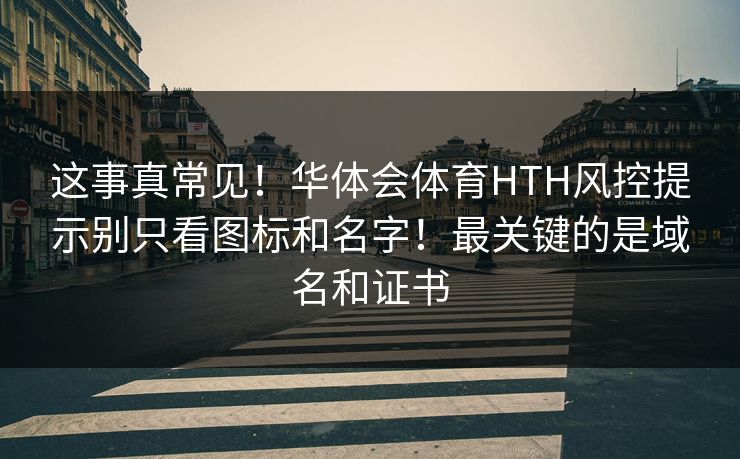 这事真常见！华体会体育HTH风控提示别只看图标和名字！最关键的是域名和证书